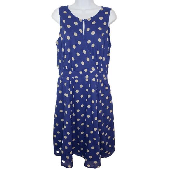 eShakti Women's Sz 10 Blue Polkadot Midi Dress (1734) - Picture 1 of 7